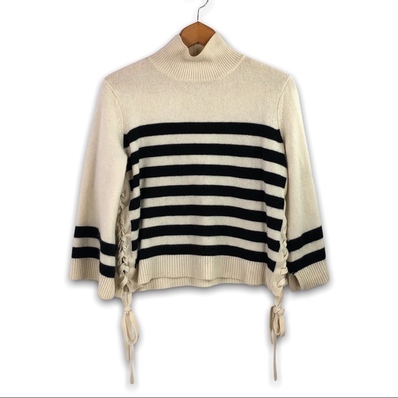 Joie Sweaters - Joie - Lantz Striped Cashmere Blend Side Tie Sweater - XS